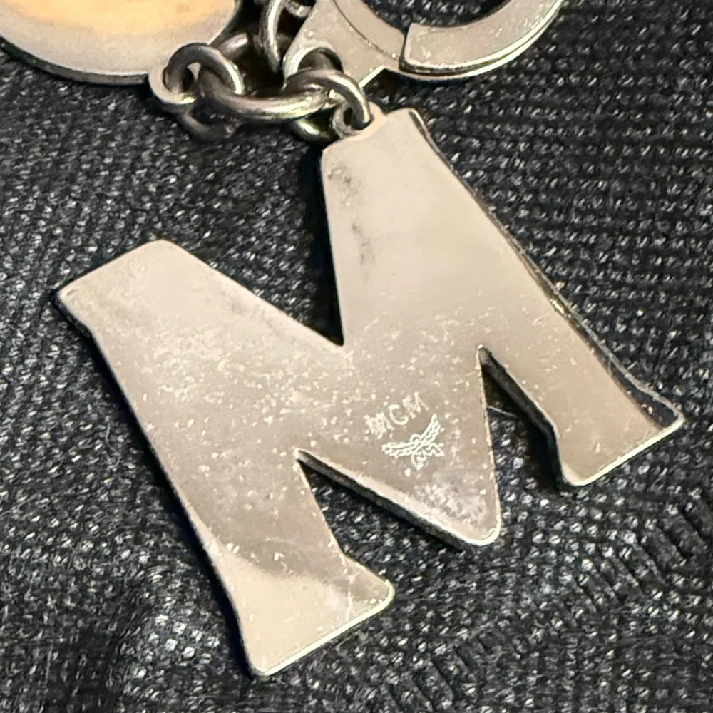 MCM Olive Green Tangerine and Silver Bag Charm Key Holder